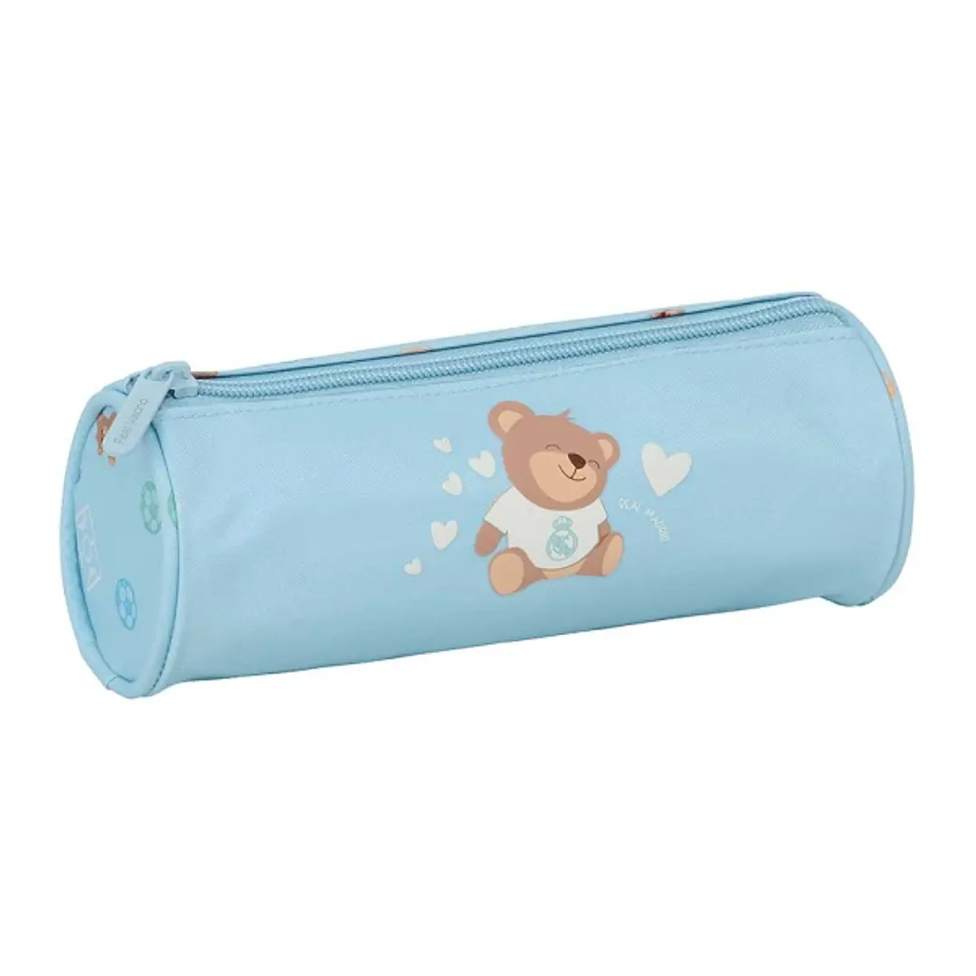 Safta Real Madrid Preescolar Portatodo Redondo - Cremallera con Tirador - 20x7x7cm - Color Azul 1