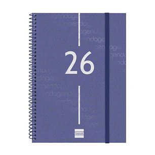 Finocam Year Agenda de Espiral en Catalan - Anual 2026 - Tapa Ligera - Formato E10 - 217x14x297mm - Semana Vista Horizontal - Color Azul