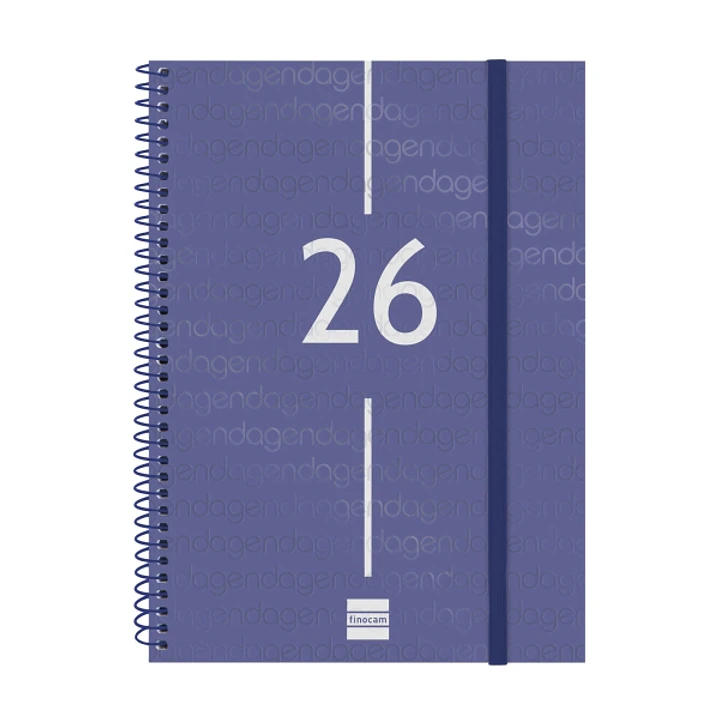 Finocam Year Agenda de Espiral en Catalan - Anual 2026 - Tapa Ligera - Formato E10 - 217x14x297mm - Semana Vista Horizontal - Color Azul 1