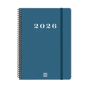 Finocam My Agenda de Espiral en Catalan - Anual 2026 - Tapa Dura Antirayaduras - Formato E10 - 171x9x212mm - Semana Vista Horizontal - Color Azul