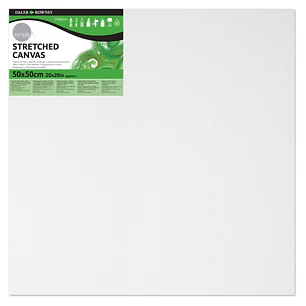Daler Rowney Simply Bastidor Entelado - 50x50cm - Imprimacion Triple - Grano Medio - 100% Algodon sin Acido - 250g - Color Blanco