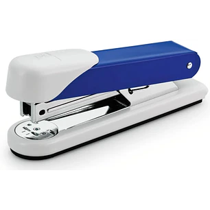 Novus Stabil Grapadora de Sobremesa - Capacidad de grapado 30 Hojas - Grapas 24/6, 26/6 - Grapado Abierto, Cerrado y Clavado - Color Blanco/Azul