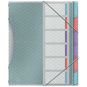 Esselte Colour'Breeze Clasificador con 6 Pestañas Multicolor - Para Formato A4 - 3 Solapas en la Contraportada - Polpropileno en Relieve - Cierre con 