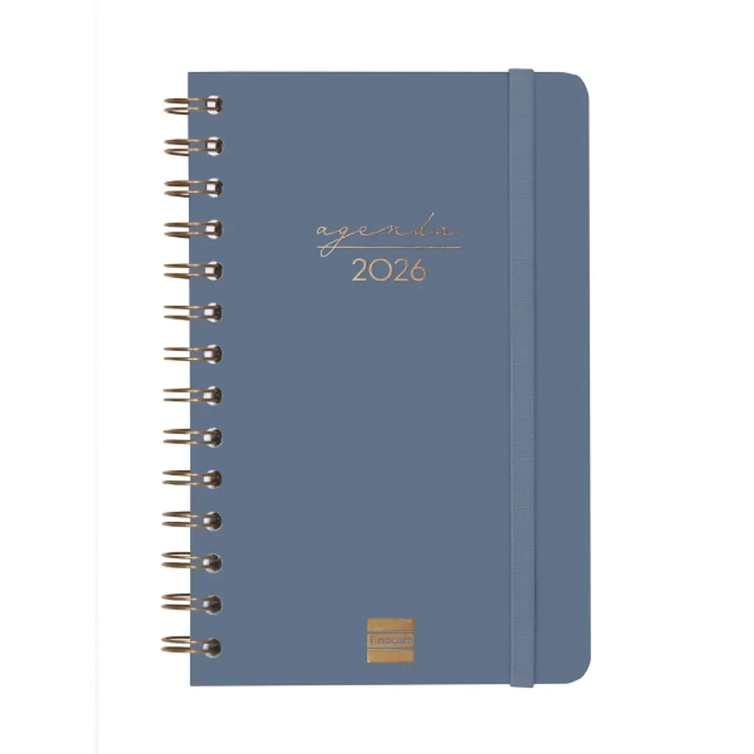 Finocam Alma Agenda en Catalan - Anual 2026 - con Espiral - Formato E5 - 131x19x190mm - Semana Vista Horizontal - Color Azul 1