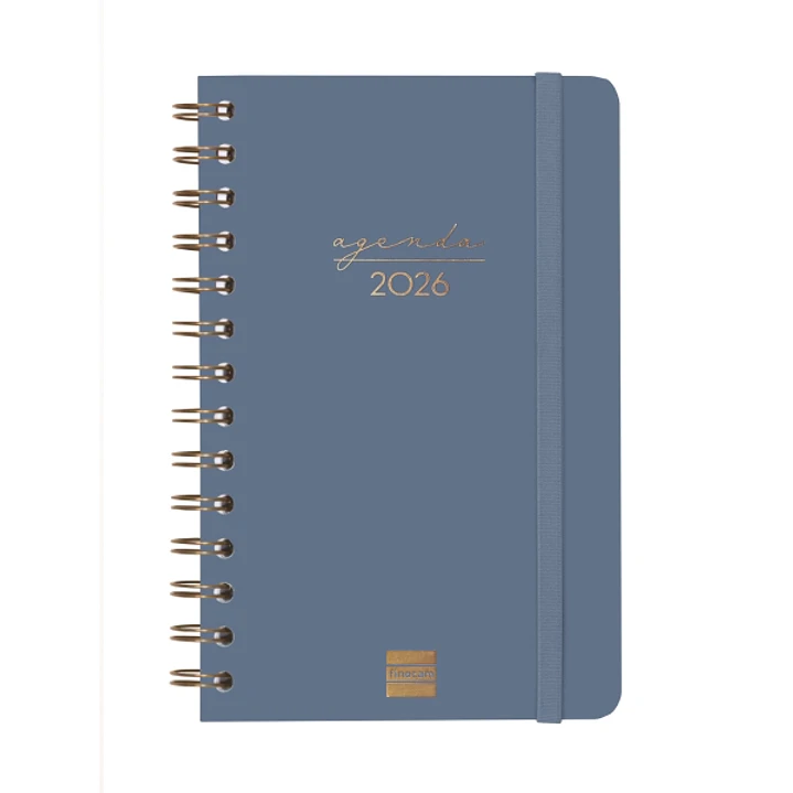 Finocam Alma Agenda en Catalan - Anual 2026 - con Espiral - Formato E5 - 131x19x190mm - Semana Vista Horizontal - Color Azul 1