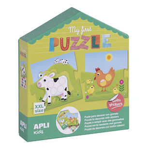 Apli My First Puzzle con Gomets - Ideal para Niños Pequeños - Fomenta la Coordinacion y la Concentracion - Incluye Pegatinas para Decorar El Puzzle