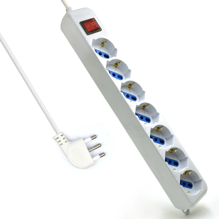 Ewent Regleta con 6 Tomas Tipo L/F (Schuko) de 10/16A - Interruptor de Encendido - Proteccion contra Sobretensiones - Proteccion Infantil - Enchufe It 1