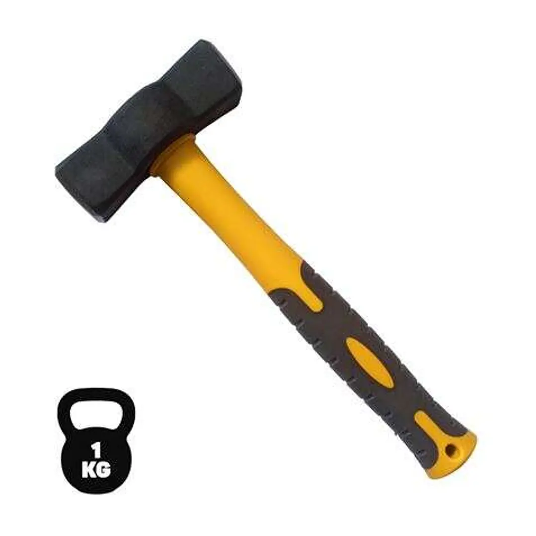 Blim Martillo de Acero al Carbono Forjado - Cabeza de 1 Kg - Superficie Templada - Mango de Fibra de Vidrio - Forma Ergonomica - Fijacion con Resina 1