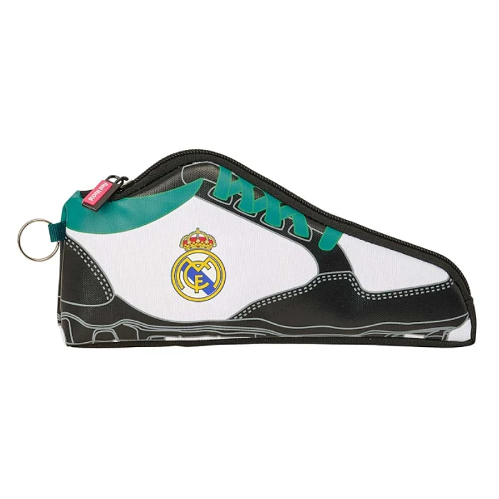 Safta Real Madrid Equipacion 26/27 Portatodo con Forma de Bota - Cremallera - 24x10x2cm - Color Blanco y Negro 1