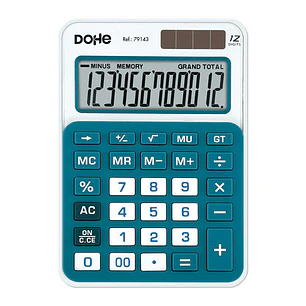 Dohe Calculadora de Sobremesa Mediana 12 Digitos - Teclas de Gran Formato - 4 Teclas de Memoria - Apagado Automatico - Alimentacion Solar y Pilas - Co