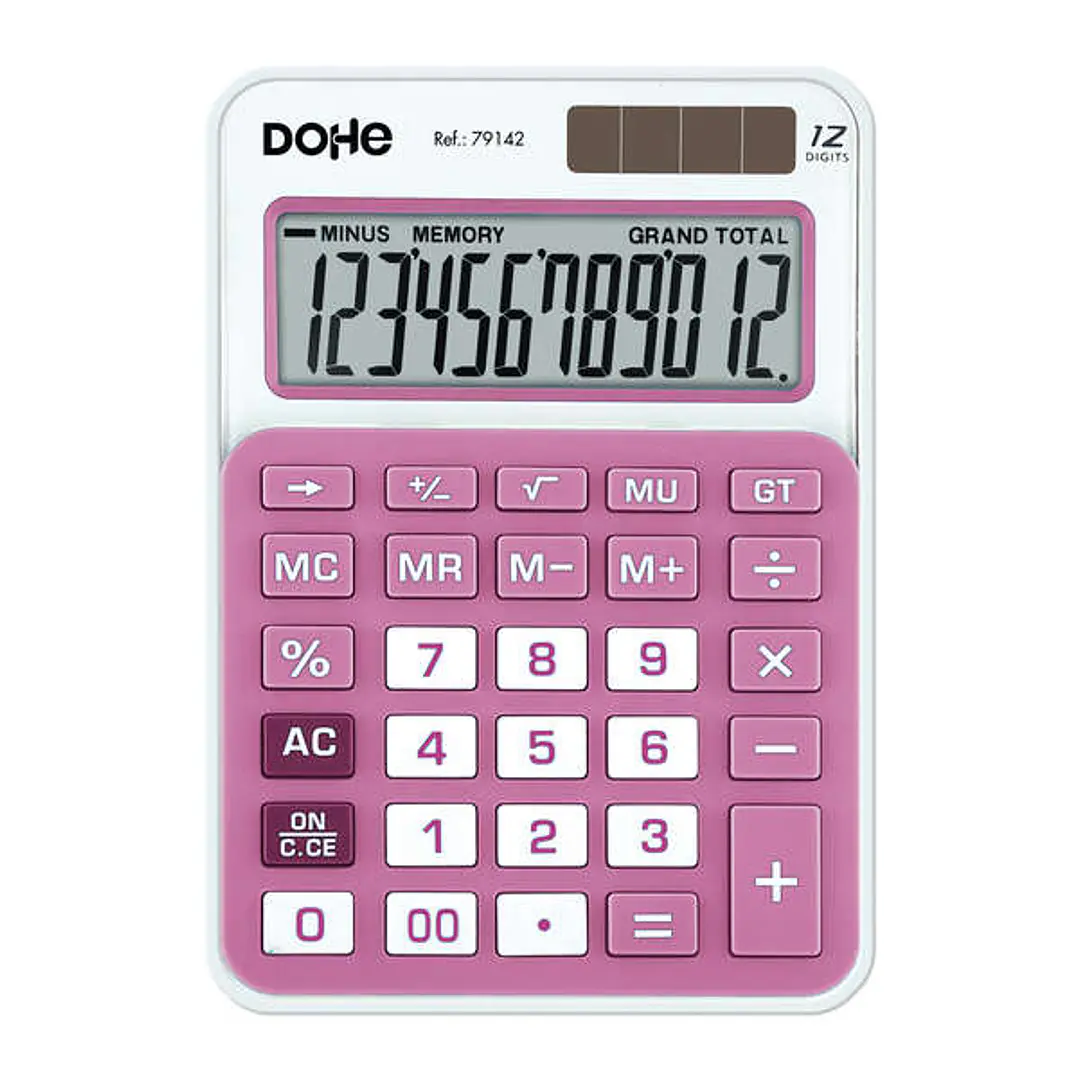 Dohe Calculadora Electronica de 12 Digitos - Alimentacion Solar y a Pilas - 4 Teclas de Memoria - Apagado Automatico - Teclas de Gran Formato - Funcio 1