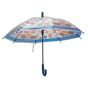 Safta Cars Racing Paraguas Manual de 76cm - 8 Paneles - Asa y Punta de PVC - POE Transparente - Nervios de Acero de 8mm - Color Azul
