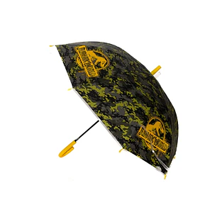 Safta Jurassic World Paraguas Manual de 76cm - 8 Paneles - Asa y Punta de PVC - POE Transparente - Nervios de Acero de 8mm - Color Verde Camuflaje