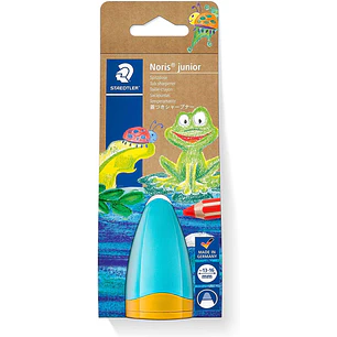 Staedtler Noris Junior 516 Sacapuntas de Plastico con Deposito - Forma Conica para Manos Pequeñas - Para Lapices Gruesos