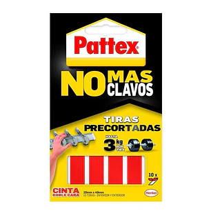 Pattex Nmc Cinta Doble Cara Bl 10 Tiras - Adhesion Duradera - Fijacion congran Fuerza - Practica y Limpia
