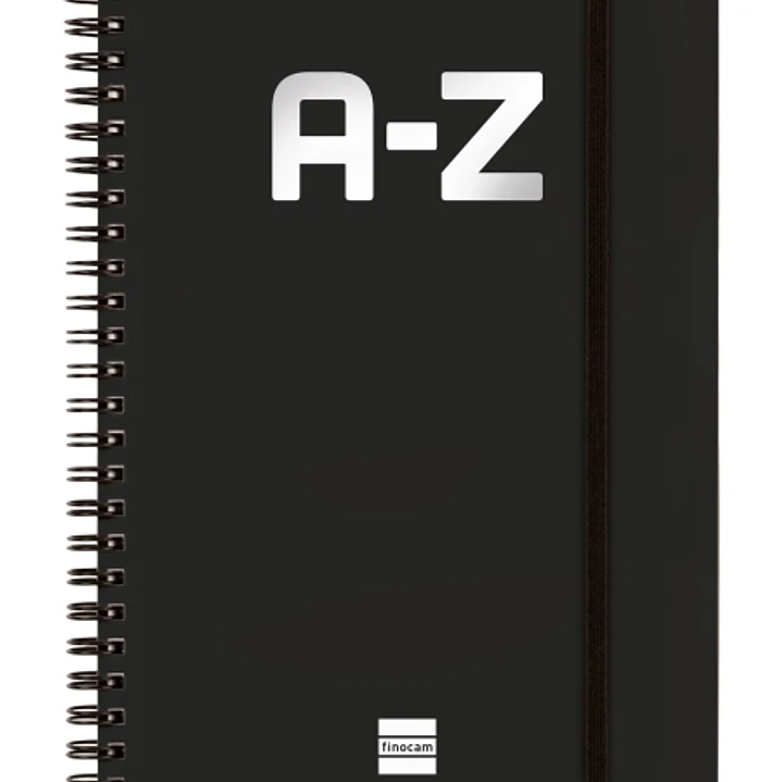 Finocam A-Z Indice Alfabetico - Formato A5 - 148x210mm - Tapas de Carton Forrado - Papel de 80g/m2 - Cierre con Goma Elastica - Espiral Doble Metalica 1