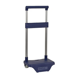 Safta Carro Portamochilas - Sujecion Universal - Material Resistente - Ruedas de PVC - 26x10x34cm - Color Azul Marino