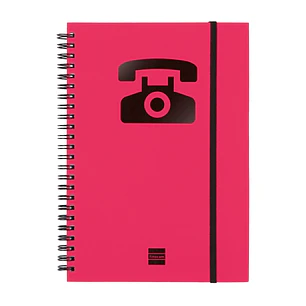 Finocam Phone Indice Telefonico - Formato A5 - 148x210mm - Tapas de Carton Forrado - Papel de 120g/m2 - Cierre con Goma Elastica - Espiral Doble Metal