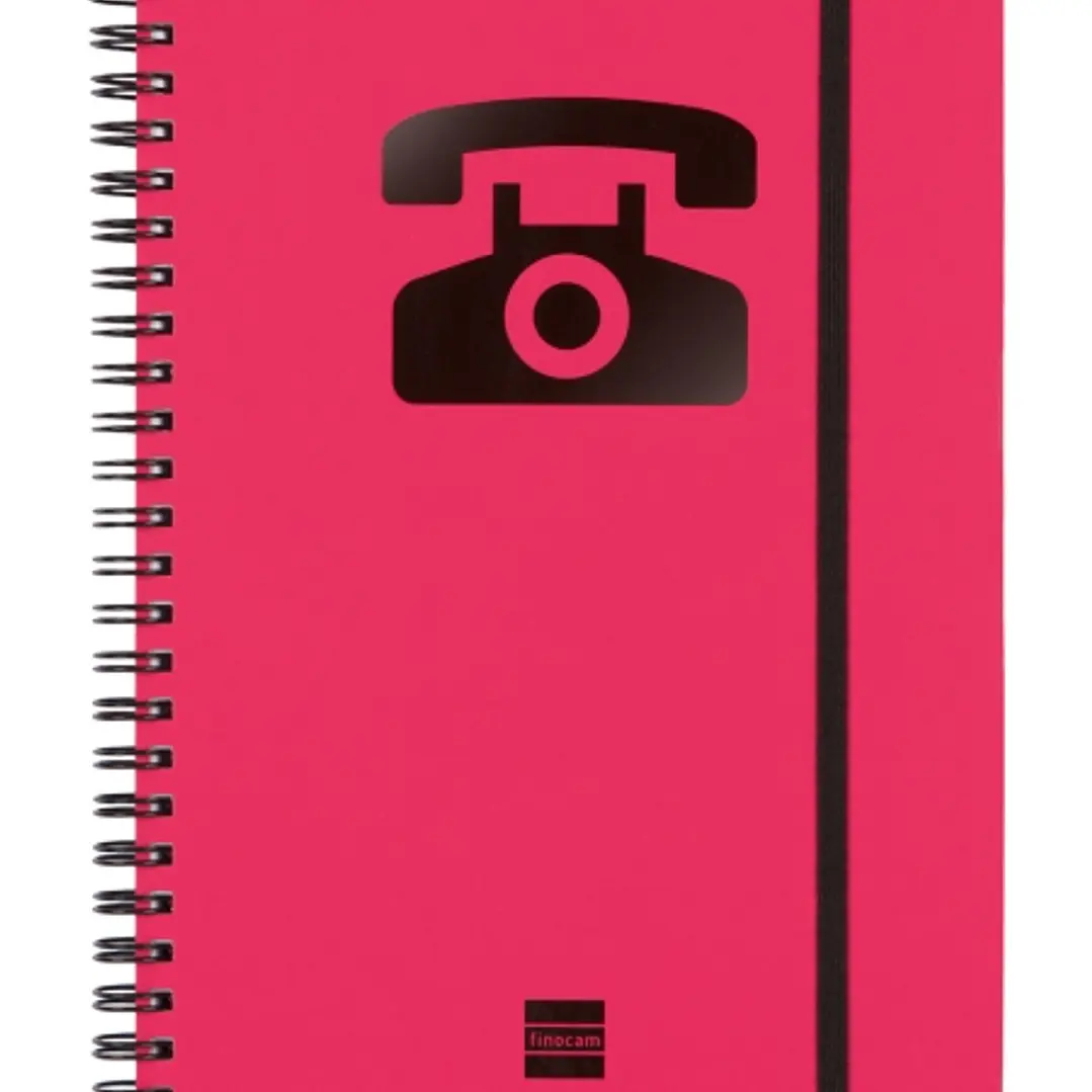 Finocam Phone Indice Telefonico - Formato A5 - 148x210mm - Tapas de Carton Forrado - Papel de 120g/m2 - Cierre con Goma Elastica - Espiral Doble Metal 1