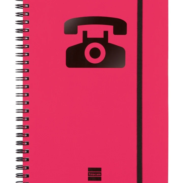 Finocam Phone Indice Telefonico - Formato A5 - 148x210mm - Tapas de Carton Forrado - Papel de 120g/m2 - Cierre con Goma Elastica - Espiral Doble Metal 1