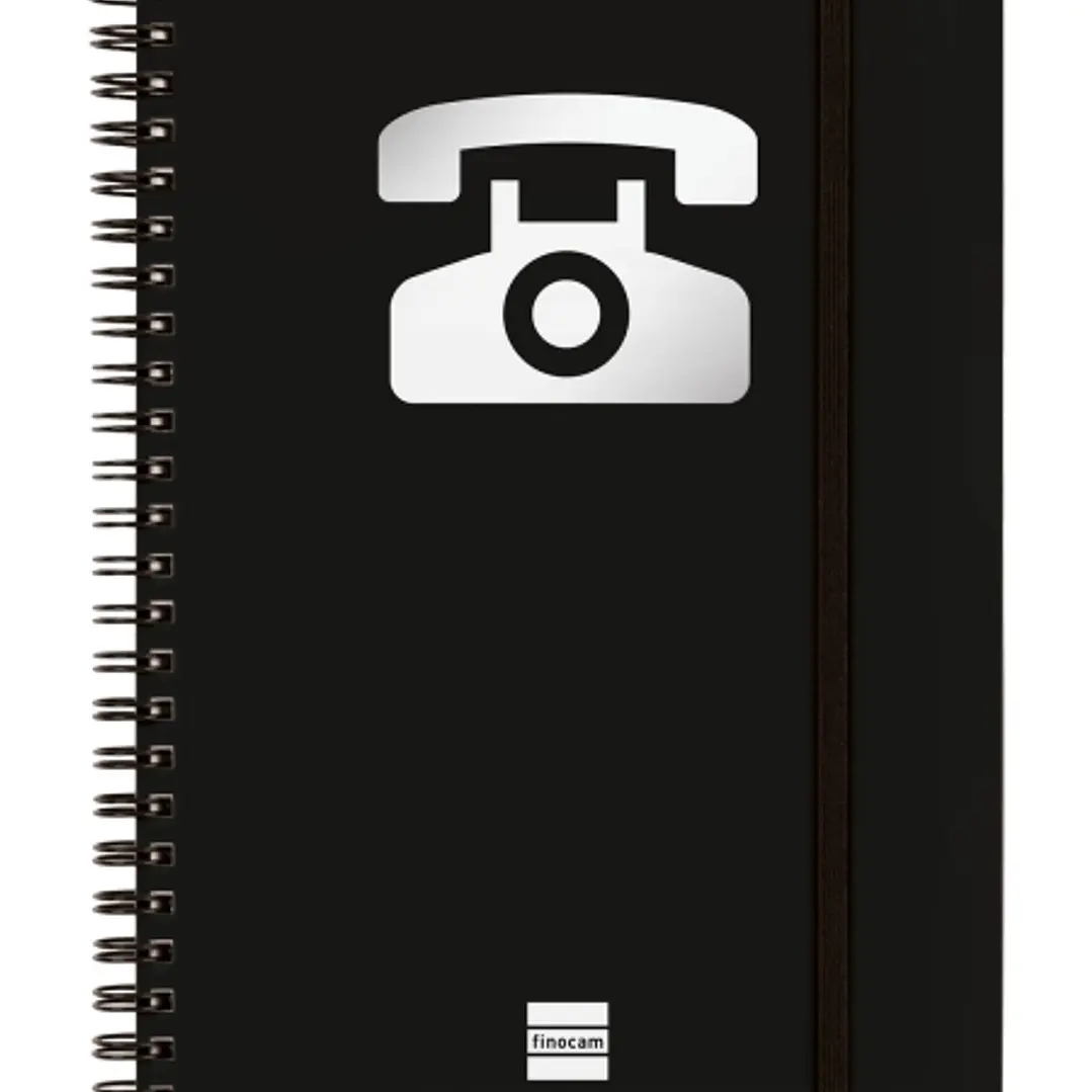 Finocam Phone Indice Telefonico - Formato A5 - 148x210mm - Tapas de Carton Forrado - Papel de 120g/m2 - Cierre con Goma Elastica - Espiral Doble Metal 1