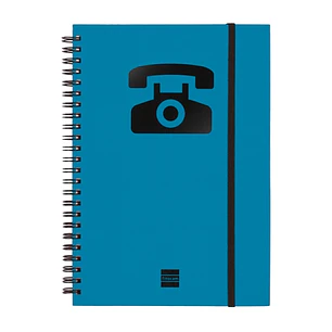 Finocam Phone Indice Telefonico - Formato A5 - 148x210mm - Tapas de Carton Forrado - Papel de 120g/m2 - Cierre con Goma Elastica - Espiral Doble Metal