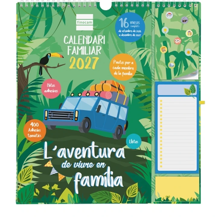 Finocam Sep Calendario de Pared en Catalan - 16 Meses - Mes Vista - Formato Plus - 215x325mm - Espiral Doble Metalica - Papel de 140g/m2 - Espacio par 1