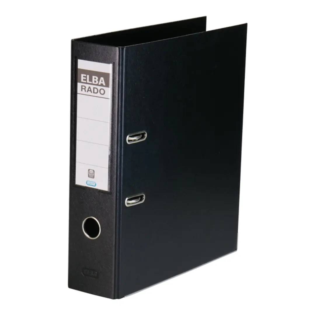 Elba Plast Archivador Tamaño A4 - Ancho 80mm - Con Palanca y Rado - Resistente y Duradero - Fabricado en PVC - Color Negro 1