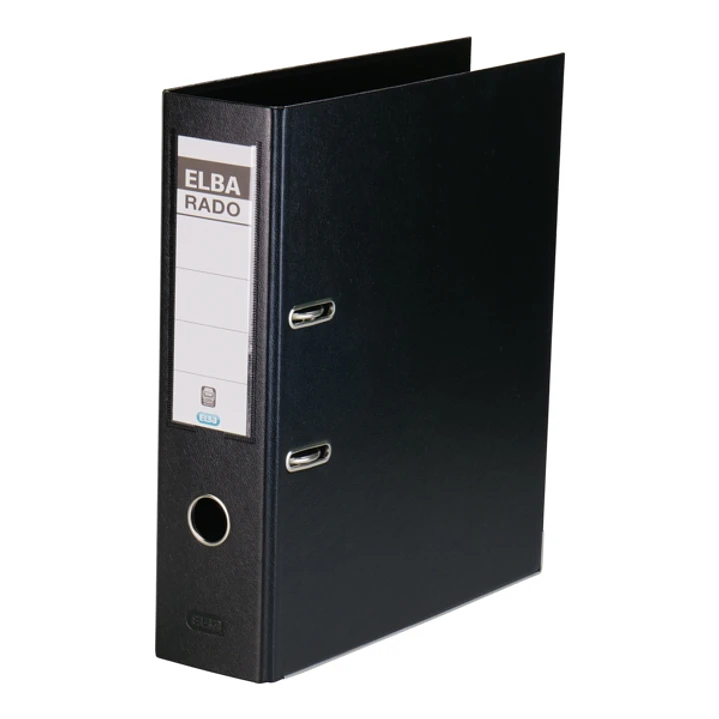 Elba Plast Archivador Tamaño A4 - Ancho 80mm - Con Palanca y Rado - Resistente y Duradero - Fabricado en PVC - Color Negro 1