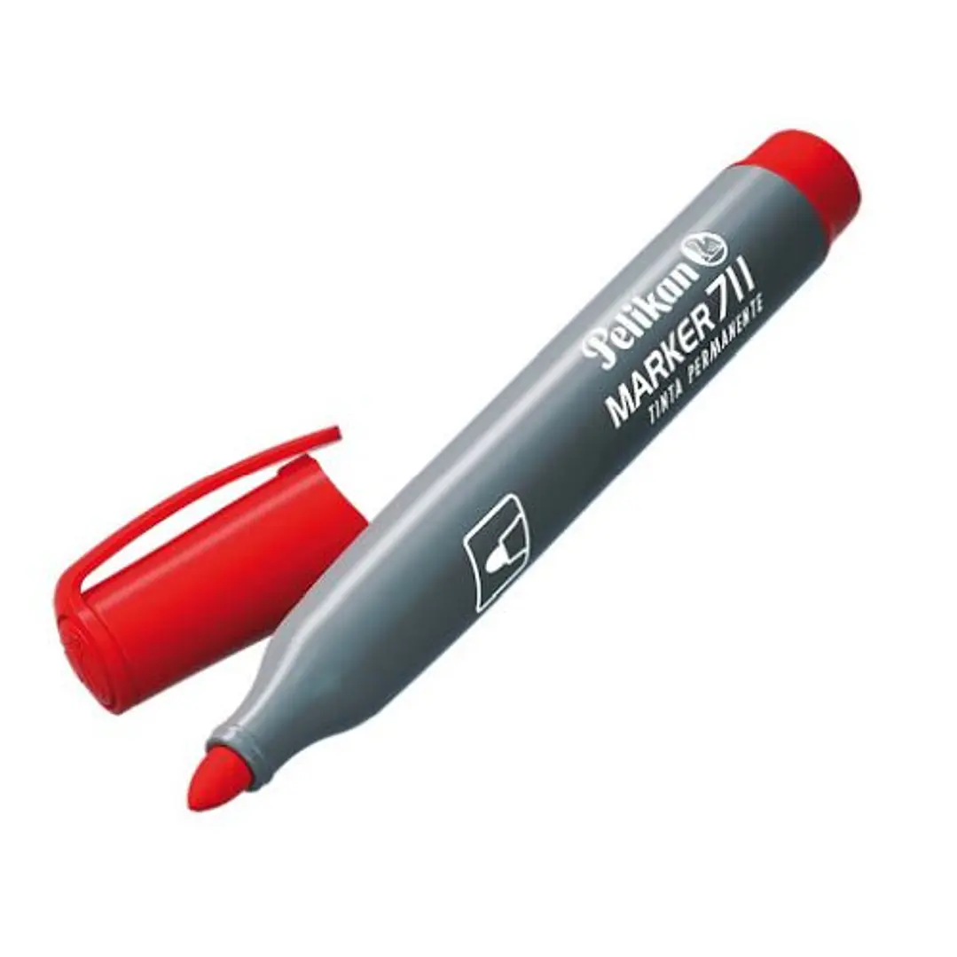 Pelikan 711F Rotulador Permanente - Punta de Fibra Redonda Gruesa - Secado Rapido - Resistente al Agua - Color Rojo 1