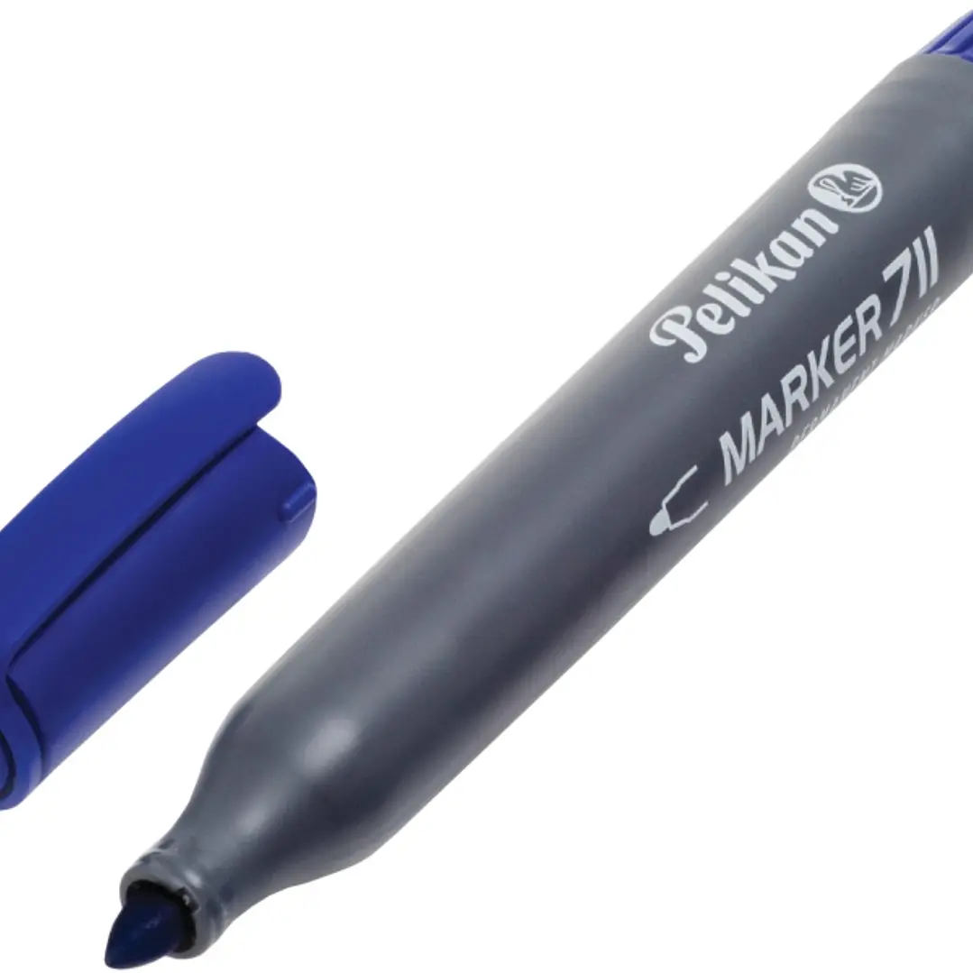 Pelikan 711F Rotulador Permanente - Punta de Fibra Redonda Gruesa - Secado Rapido - Resistente al Agua - Color Azul 1