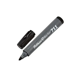 Pelikan 711F Rotulador Permanente - Punta de Fibra Redonda Gruesa - Secado Rapido - Resistente al Agua - Color Negro
