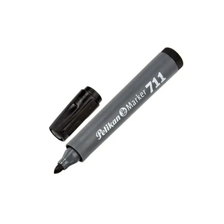 Pelikan 711F Rotulador Permanente - Punta de Fibra Redonda Gruesa - Secado Rapido - Resistente al Agua - Color Negro 1