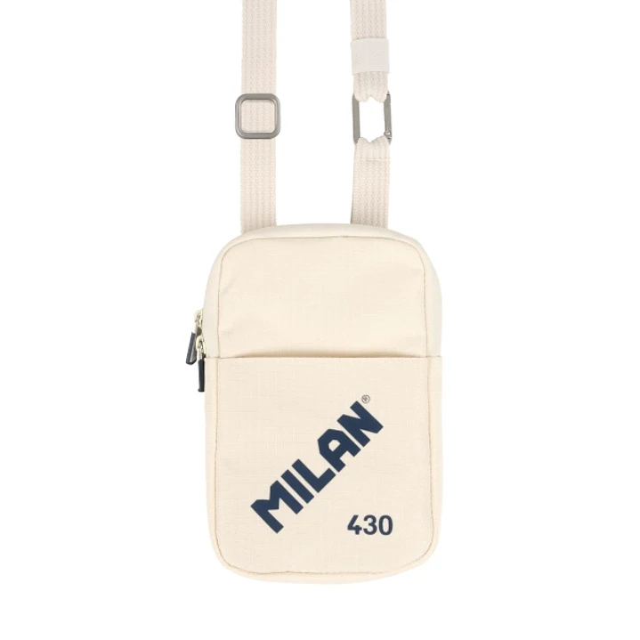 Milan Coleccion 430 Bolso Pequeño Bandolera - Tamaño Bolso 19x2.3x12.8cm - Cierre de Cremallera - Mosqueton de Aluminio - Color Beige 1