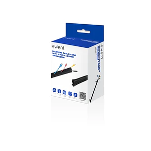 Ewent Manguito Organizador de Cable Neopreno - Cierre con Cremallera y Hebilla - Proteccion Frente a Humedad - 1m - 100mm - Color Negro