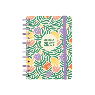 Finocam Cosmo Cart Agenda Escolar 26/27 - Semana Vista Horizontal - Formato 8º - 120x169mm - Tapas de Carton Forrado - Papel de 80g/m2 - Espiral Metal