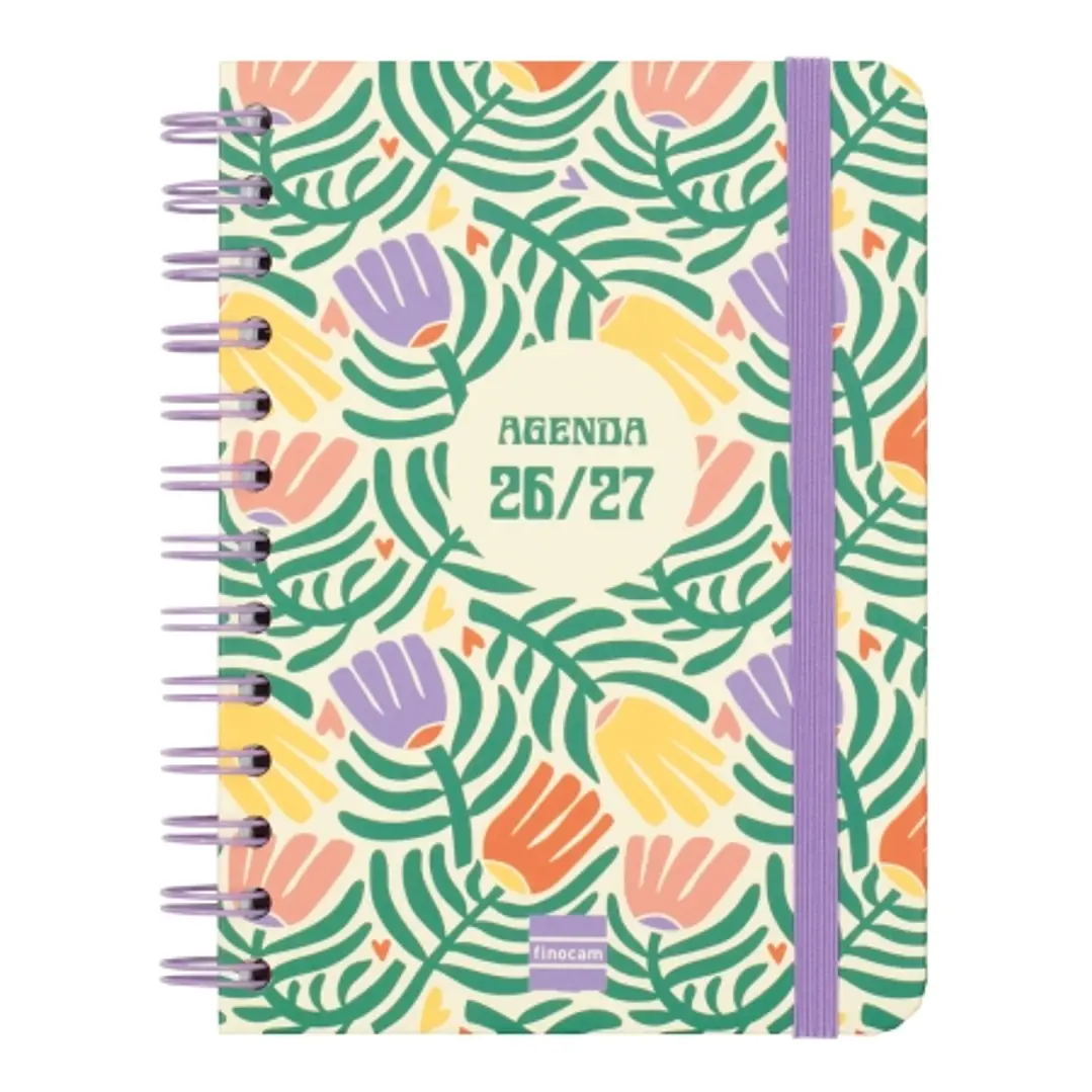 Finocam Cosmo Cart Agenda Escolar 26/27 - Semana Vista Horizontal - Formato 8º - 120x169mm - Tapas de Carton Forrado - Papel de 80g/m2 - Espiral Metal 1
