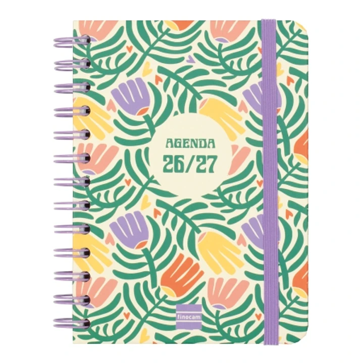 Finocam Cosmo Cart Agenda Escolar 26/27 - Semana Vista Horizontal - Formato 8º - 120x169mm - Tapas de Carton Forrado - Papel de 80g/m2 - Espiral Metal 1