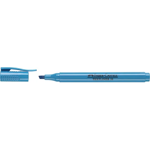 Faber-Castell Textliner 38 Marcador Fluorescente - Cuerpo Fino - Punta Biselada - Trazo Grueso y Fino - Tinta con Base de Agua - Color Azul