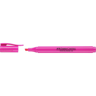 Faber-Castell Textliner 38 Marcador Fluorescente - Cuerpo Fino - Punta Biselada - Trazo Grueso y Fino - Tinta con Base de Agua - Color Rosa