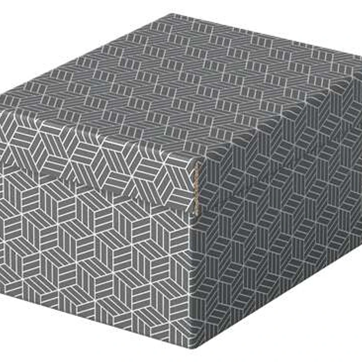 Esselte Pack de 3 Cajas Pequeñas de Almacenamiento con Tapa 200x150x255mm - Carton 100% Reciclado y Reciclable - Diseño Gris con Dibujo 1