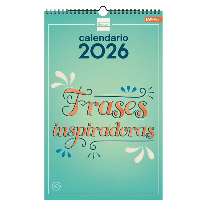 Finocam Calendario de Pared - Anual 2026 - Imagenes Variadas - con Espiral - Espacio para Escribir - Tematica de Frases Inspiradoras 1