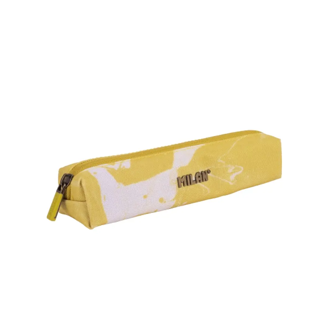Milan Lava Mini Estuche Portatodo - Redondo - Cierre de Cremallera - 20.5x4.5x5cm - Color Amarillo 1