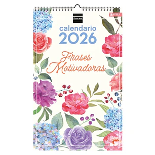 Finocam Calendario de Pared - Anual 2026 - Imagenes Variadas - con Espiral - Espacio para Escribir - Tematica de Frases Motivadoras
