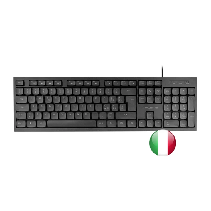 Tacens Anima AK02 Teclado Completo - Cable 1.3m - Disposicion Italiana QWERTY IT - Teclas Silenciosas de Perfil Bajo - Accesos Directos Multimedia e I 1