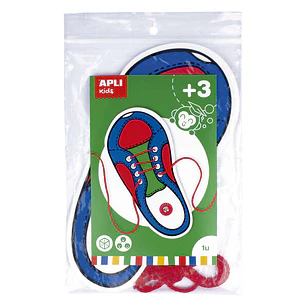 Apli Juego de Aprendizaje para Atar Zapatos - Plantilla de Plastico en Forma de Zapato de 100x210mm - Desarrolla Psicomotricidad Fina y Coordinacion M
