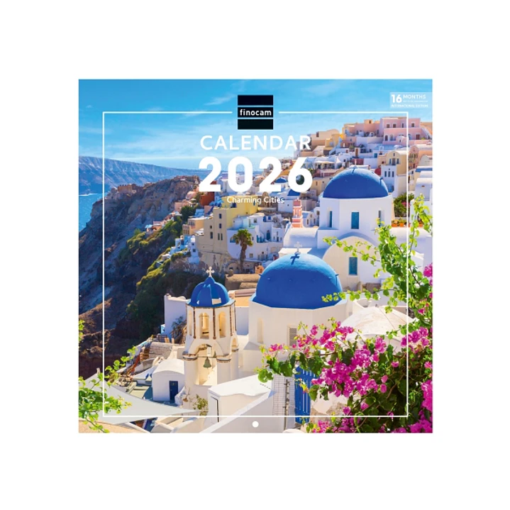 Finocam Calendario de Pared Internacional - Anual 2026 - Imagenes Variadas - 311x5x305mm - Tematica de Ciudades y Pueblos 1