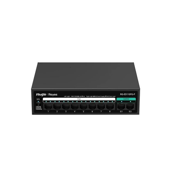 Reyee 8-Port 100Mbps + 2 Uplink Port 1000Mbps, 8 o 1