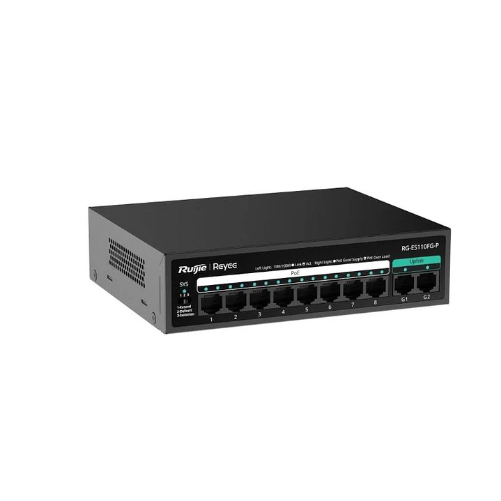 Reyee 8-Port 100Mbps + 2 Uplink Port 1000Mbps, 8 o 2