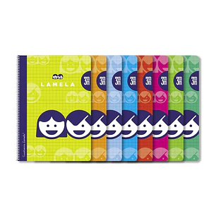 Lamela Pack de 10 Cuadernos de Espiral con 40 Hojas de 70g/m2 con Margen - Formato Cuarto - Pauta Cuadrovia de 3mm - Cubierta de Cartoncillo Plastific
